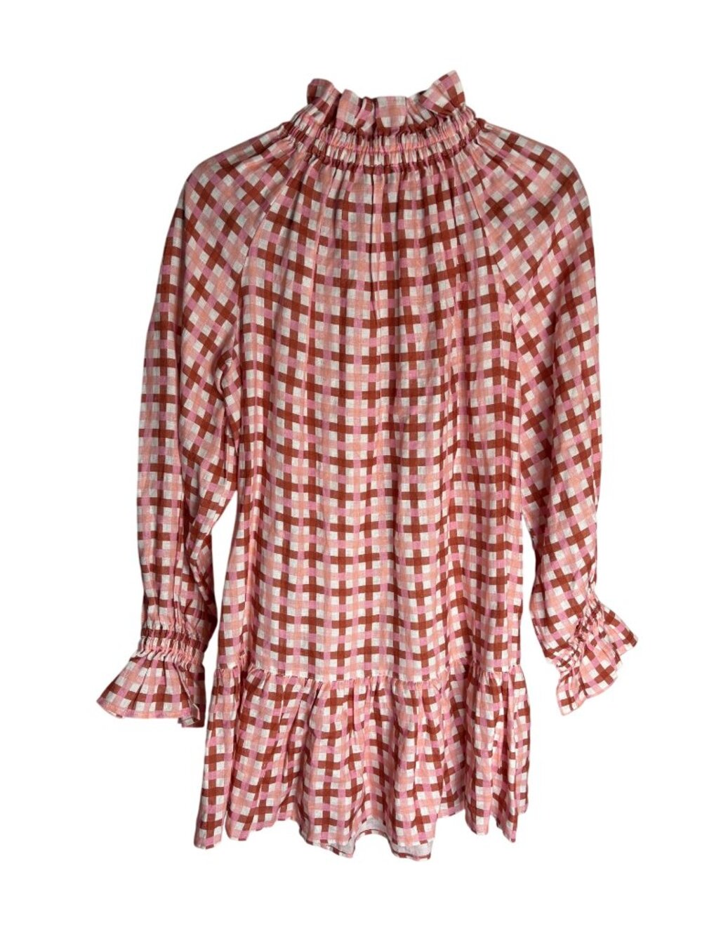 EPHEMERA Garland Smock Mini Dress Grapefruit Gingham-sz US 4 - Picture 10 of 10
